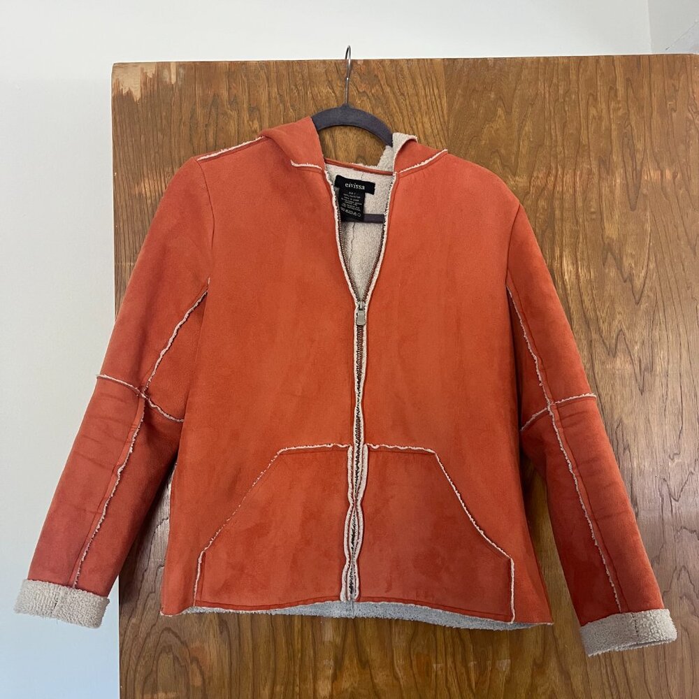 Cozy Orange Suede Zip Up Jacket